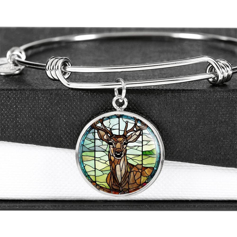 Deer Faux Stained Glass Necklace or Charm Bracelet-[Heartfelt Family Gift]