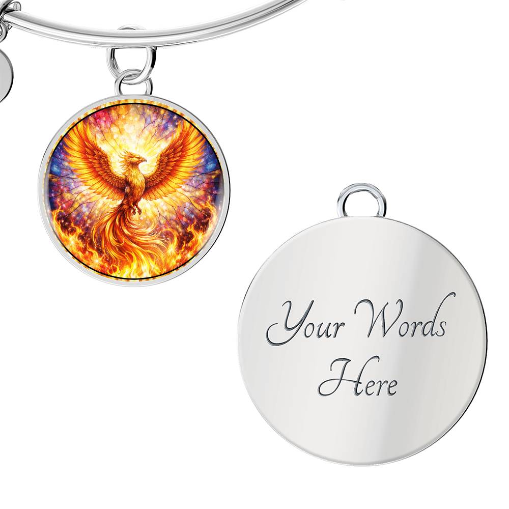 Rising Phoenix Personalized Engraved Necklace Bracelet or Keychain