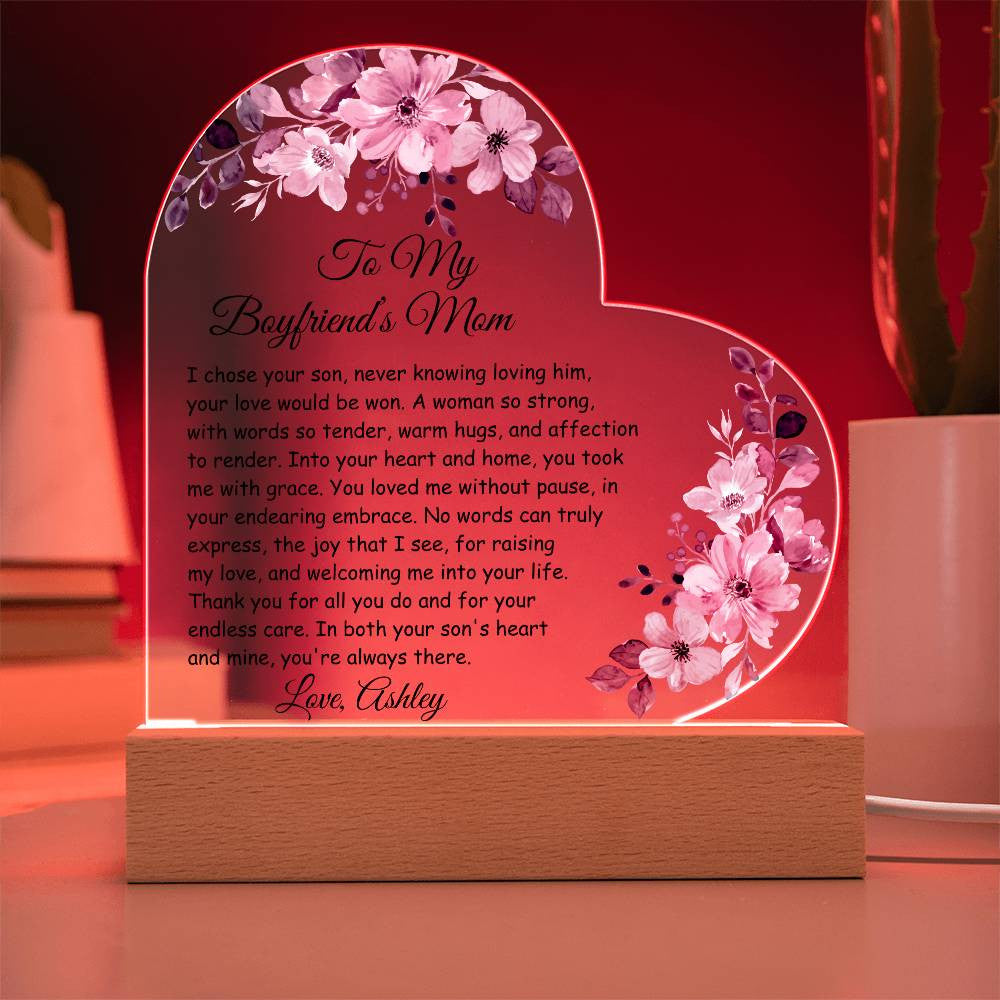 Boyfriends Mom Acrylic Heart Plaque-[Heartfelt Family Gift]