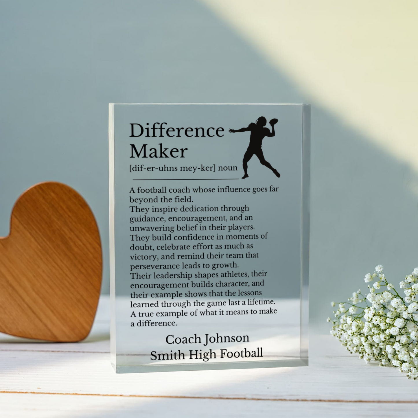 Football Coach Difference Maker Plaque