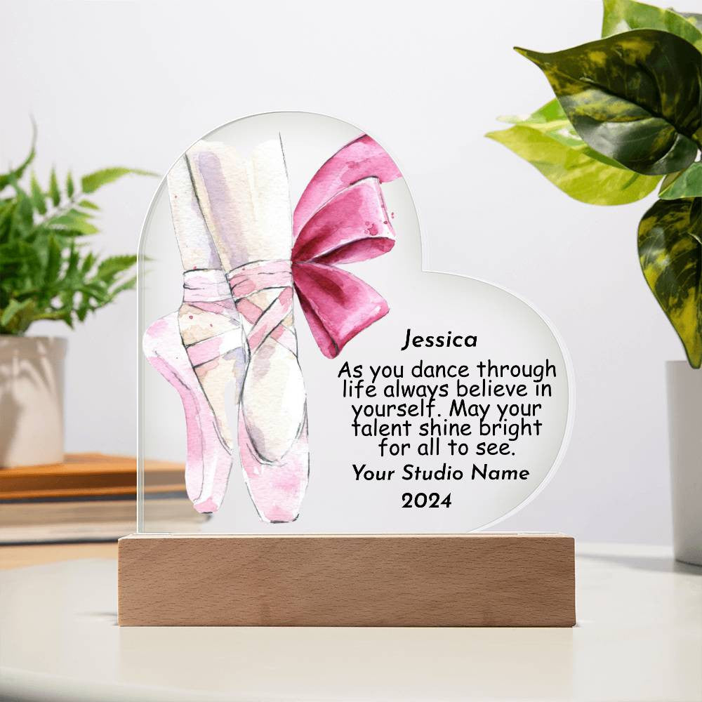 Personalized Dance Gift for Recital or Senior Year Acrylic Heart Plaque-[Heartfelt Family Gift]