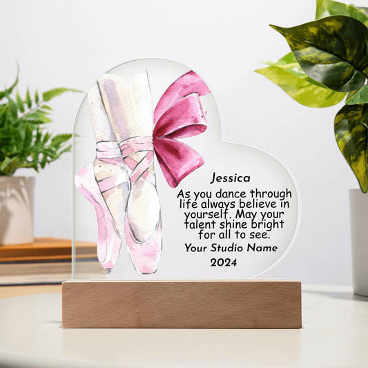 Personalized Dance Gift for Recital or Senior Year Acrylic Heart Plaque-[Heartfelt Family Gift]