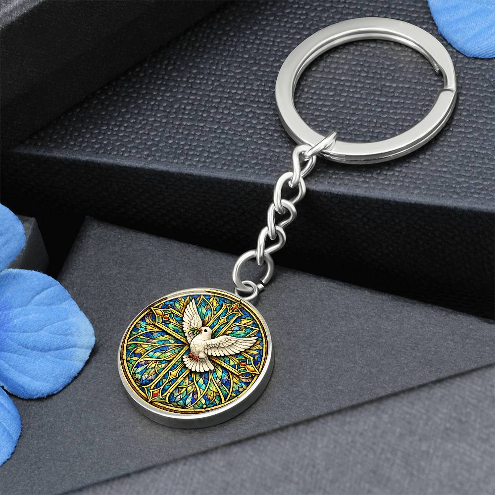 Personalized Dove and Holy Cross Necklace, Women's Religious Jewelry Gift