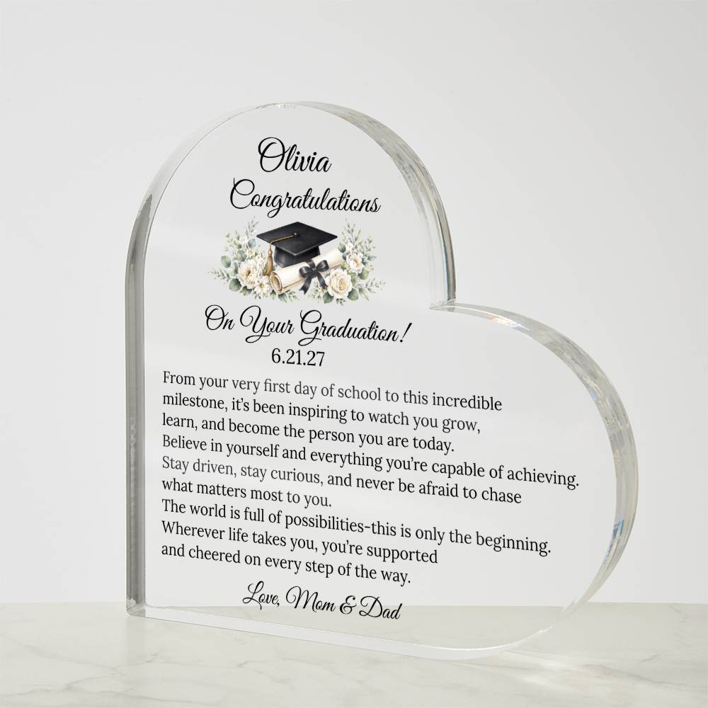 Personalized Graduation Acrylic Heart Gift