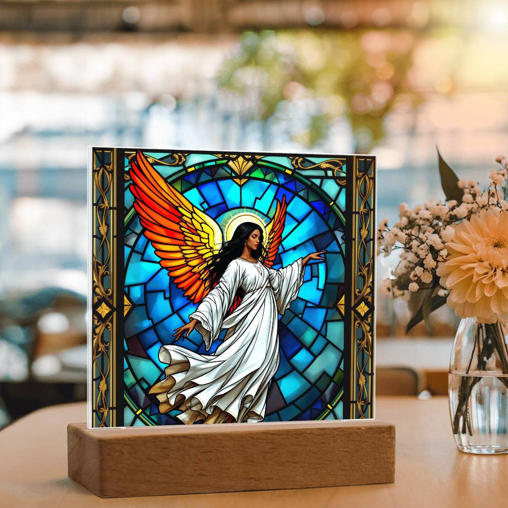 Guardian Angel African American LED Plaque Decor-[Heartfelt Family Gift]
