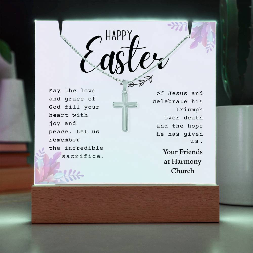 Easter Gift - Cross Necklace & Easter Sign Gift Bundle
