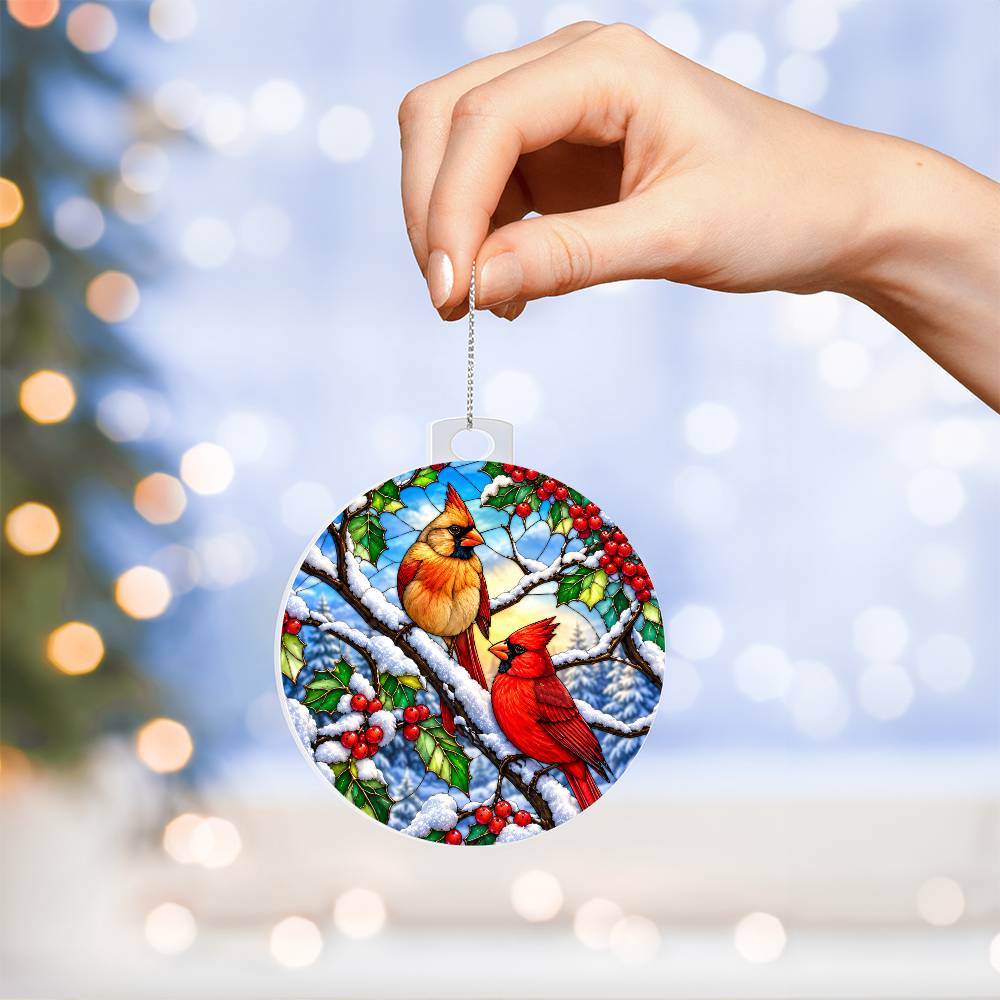 Cardinal Stained Glass Ornament