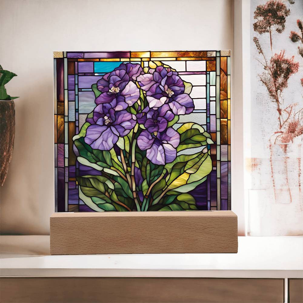 African Violet Lighted Plaque-[Heartfelt Family Gift]