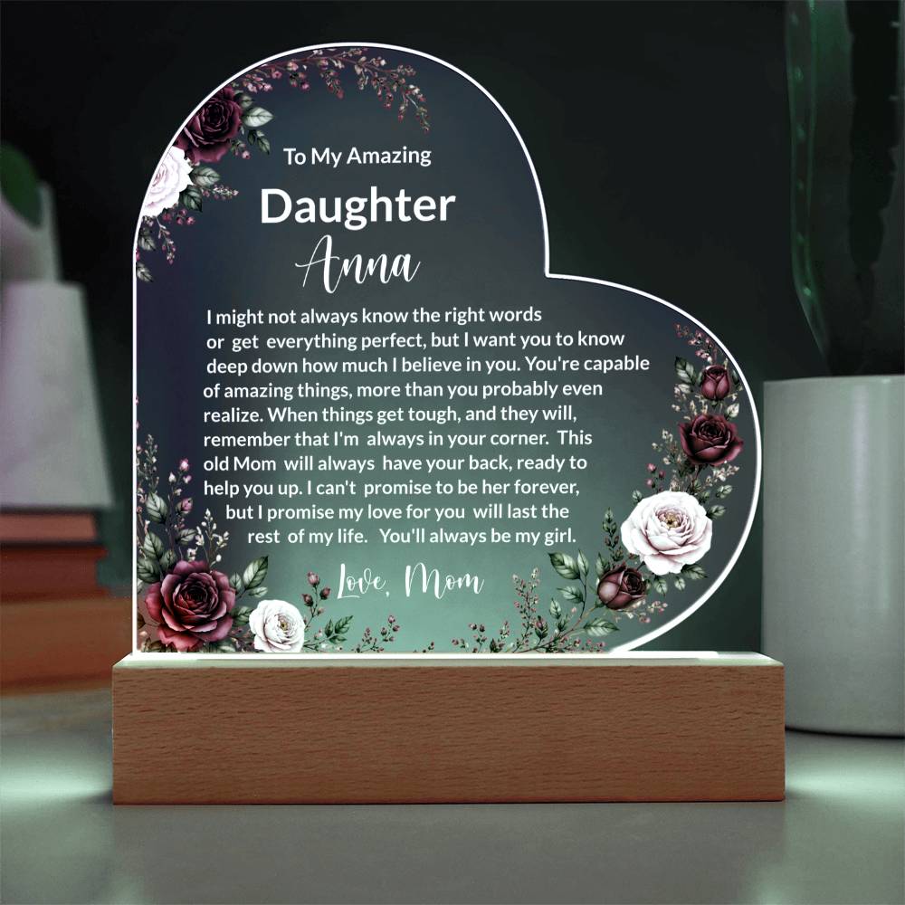 Daughter LED Acrylic Heart Plaque Gift