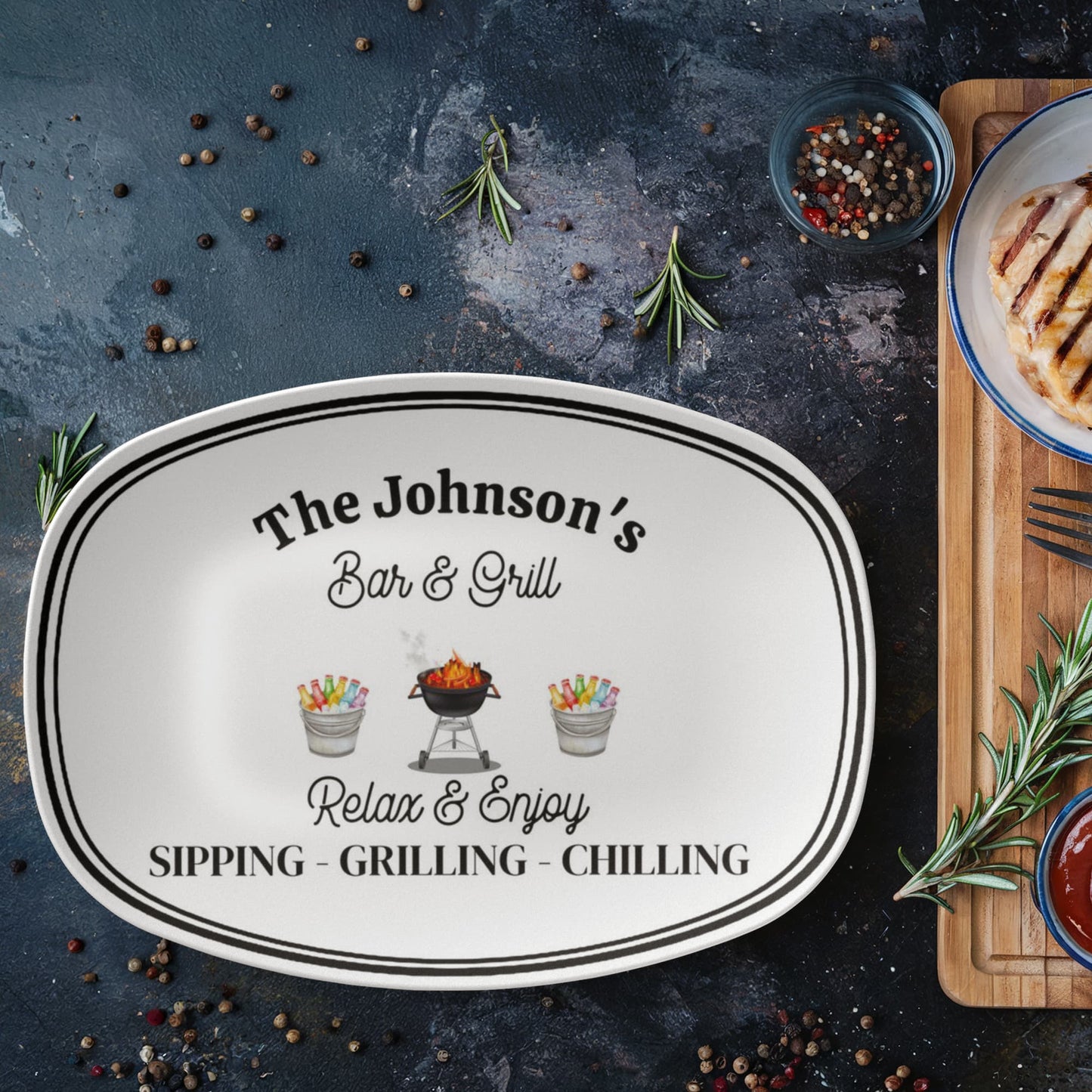Personalized BBQ Grilling Plate 10”x14” Platter