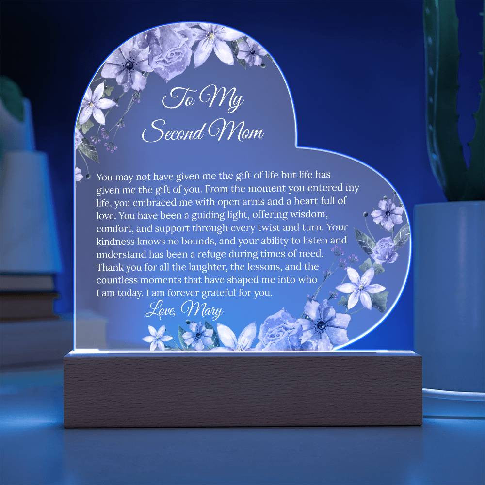 Personalized Second Mom Acrylic Heart Plaque