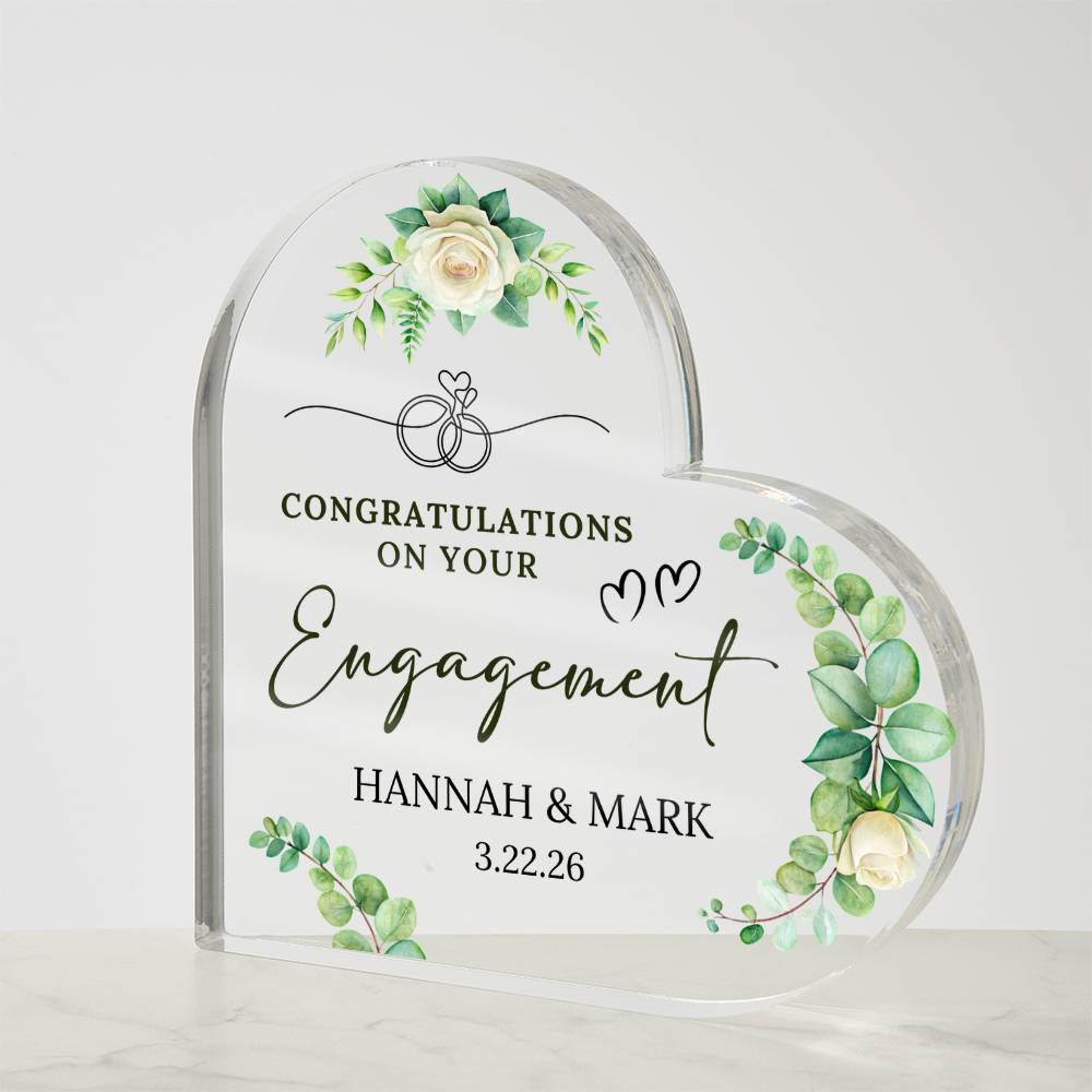 Engagement Gift Acrylic Heart Plaque