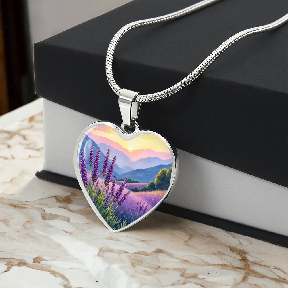 Lavender Field Necklace with Engraving
