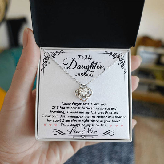 Personalized Love Knot Necklace Gift for Daughter from Mom or Dad-[Heartfelt Family Gift]
