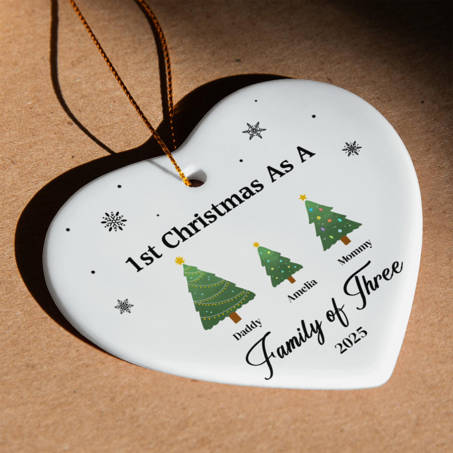 1st Christmas as a Family of Three Christmas Ornament