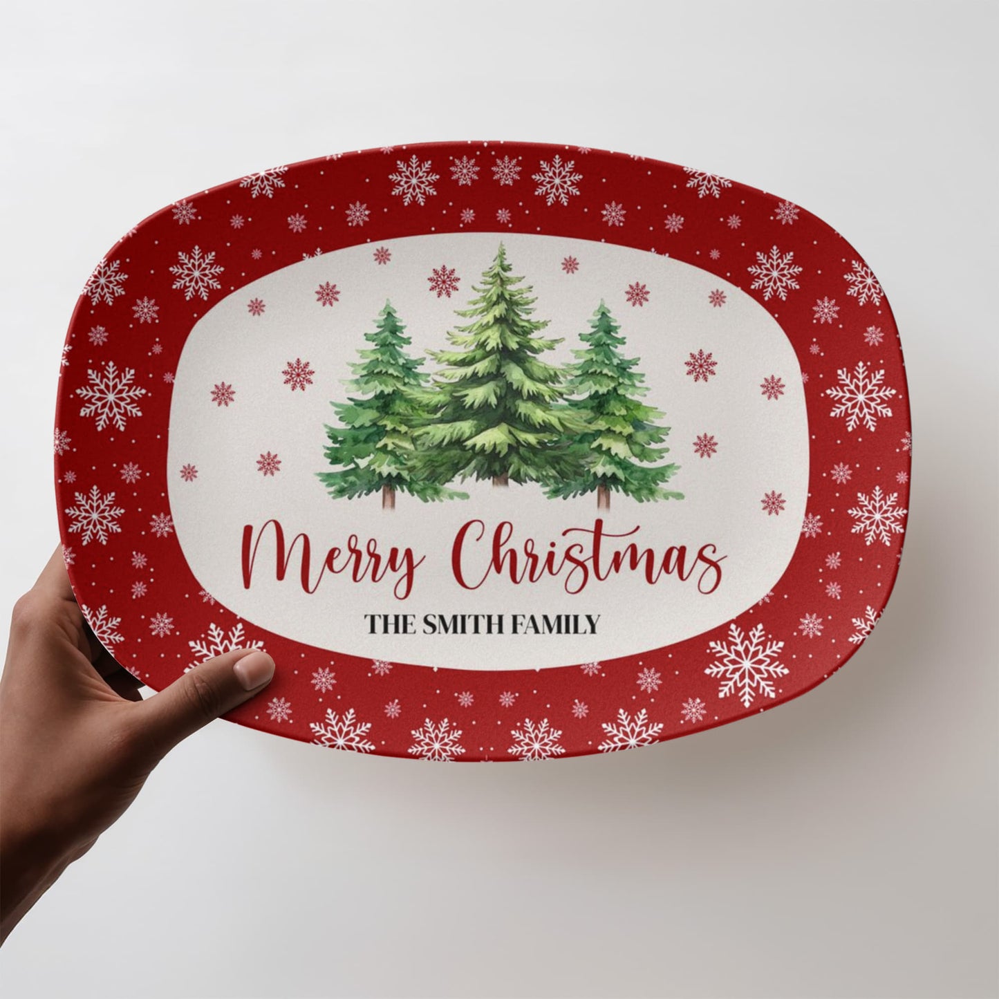 Personalized Christmas Serving Platter, Family Name Holiday Tray, Custom Christmas Platter, Holiday Decor Gift, Festive Serving Dish
