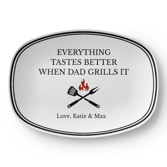 Personalized Dad's Grilling Plate, Custom BBQ Platter, Gift for Grill Master Dad, Father's Day Present, Birthday Gift