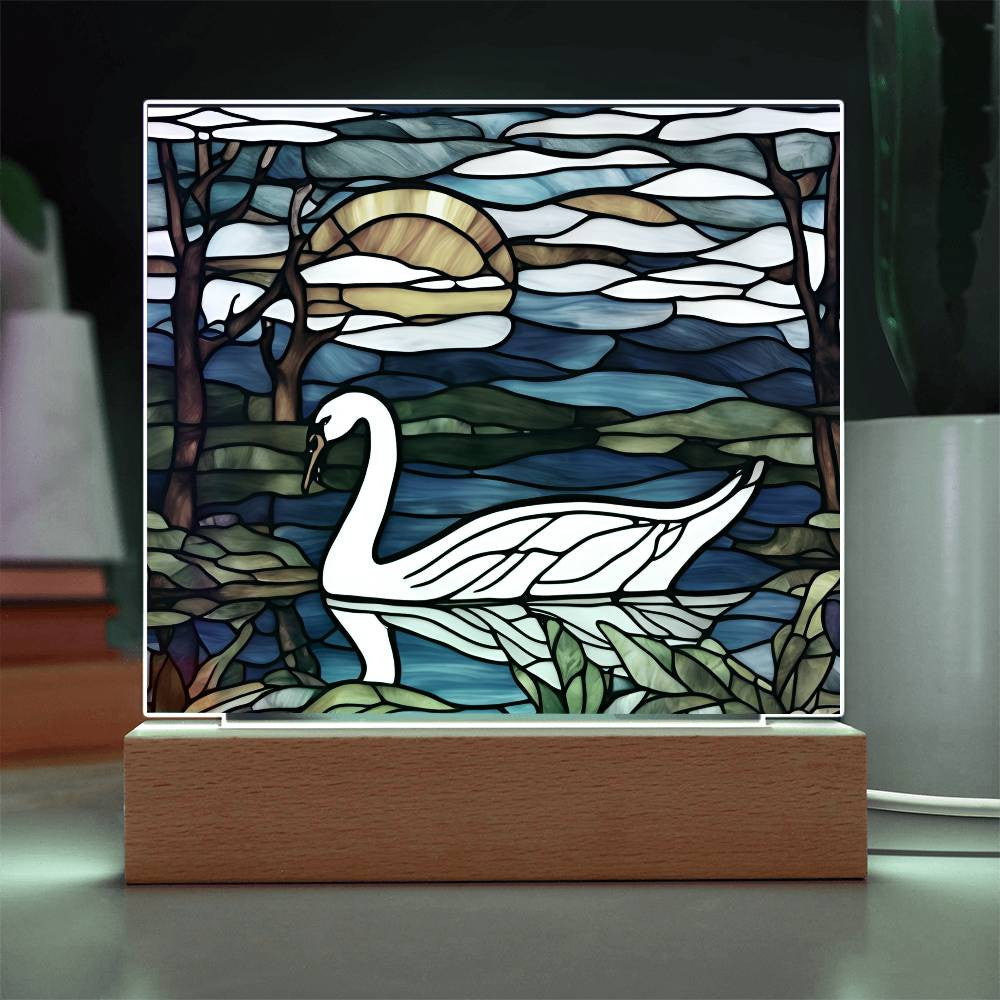 Swan Lake Scene Acrylic Square Plaque-[Heartfelt Family Gift]