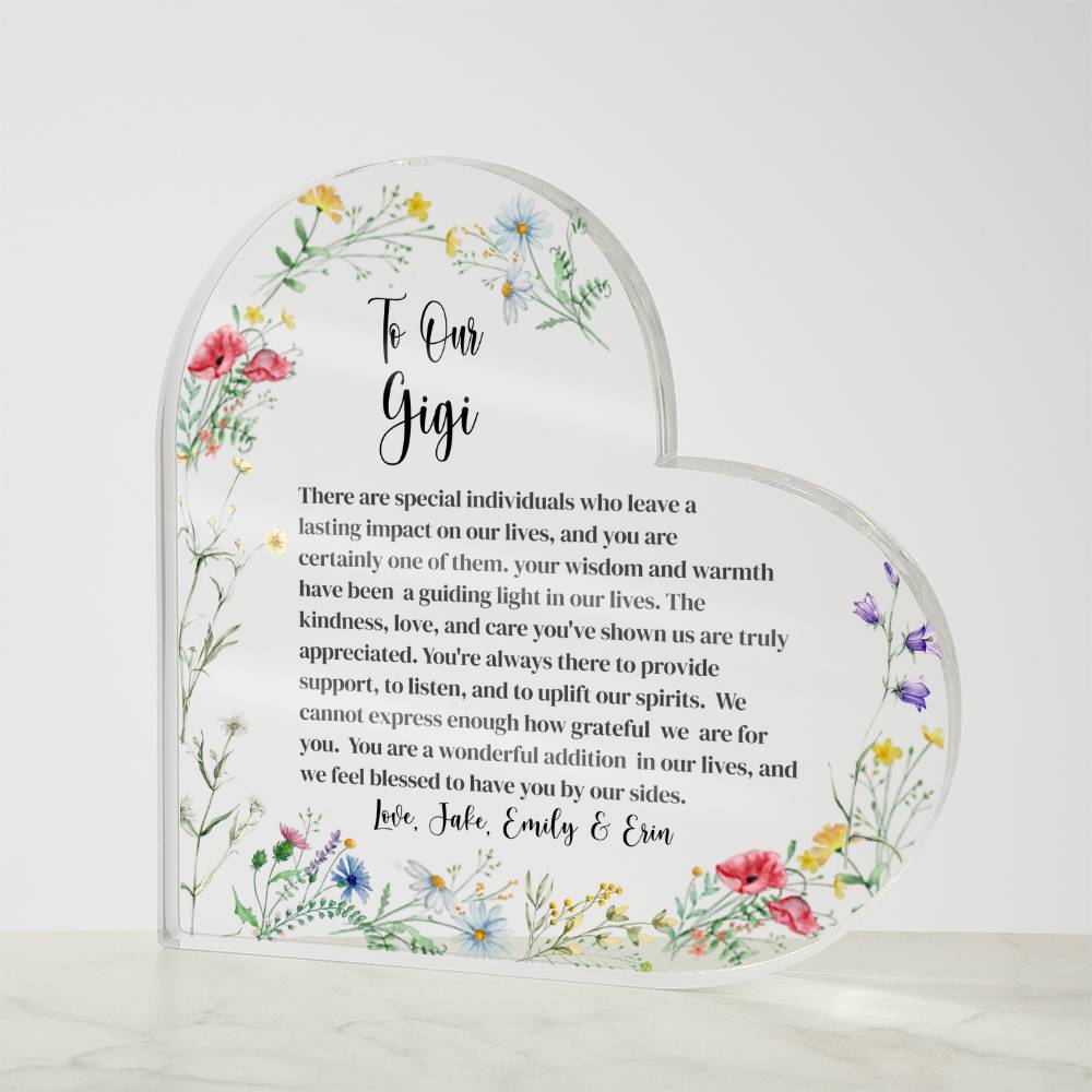Gigi Acrylic Heart Plaque Gift