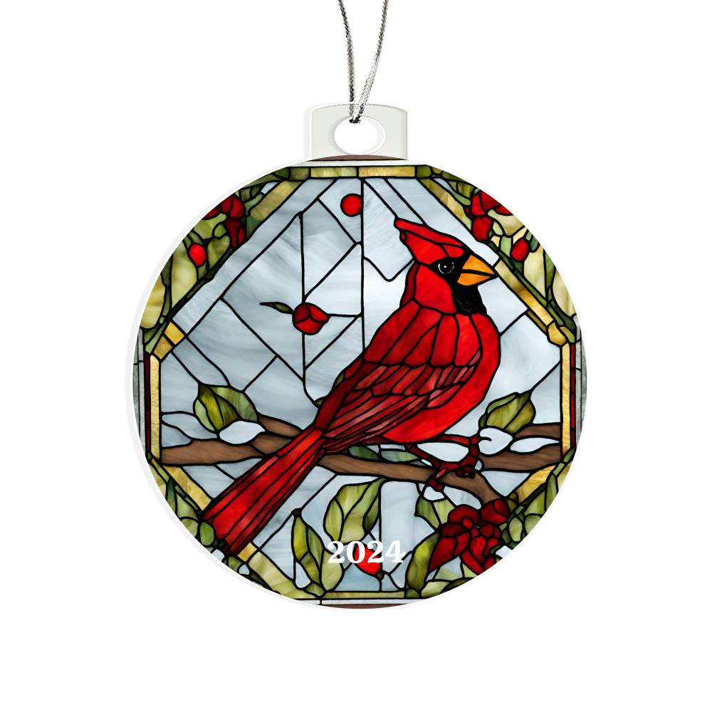 Cardinal Acrylic Christmas Tree Ornament