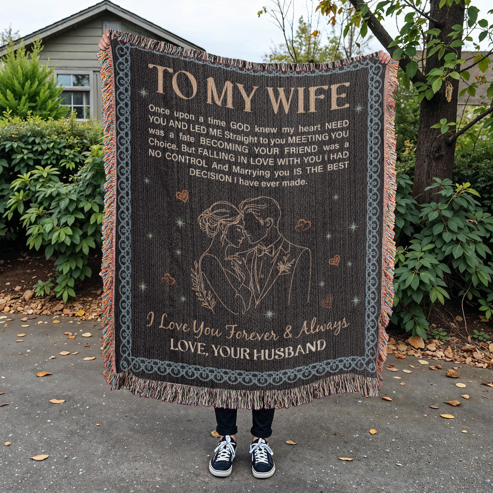 To my wife- Heirloom Woven Blanket 50x60-[Heartfelt Family Gift]