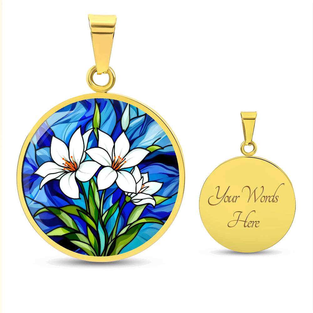 Lily Floral Necklace with Engraving