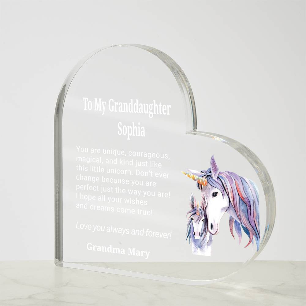 Granddaughter Unicorn Heart Plaque Gift-[Heartfelt Family Gift]