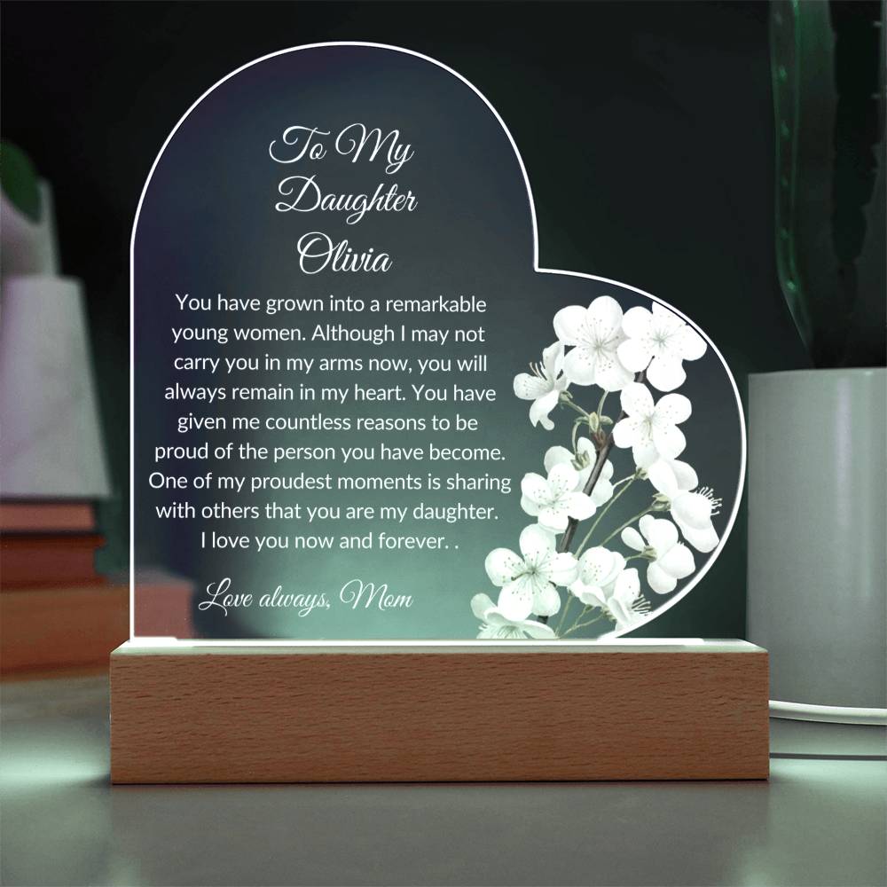 Daughter Acrylic Heart Plaque LED