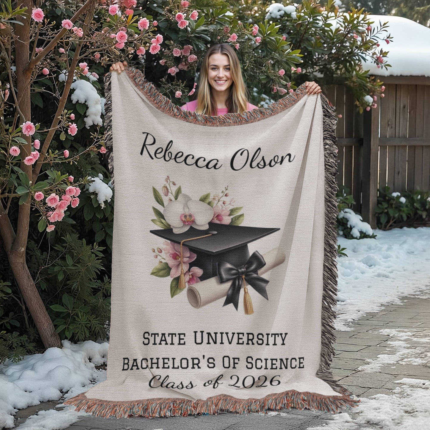 College Graduation Throw Blanket, Class of 2026 Keepsake, Custom Graduate Blanket, Graduation Gift Idea