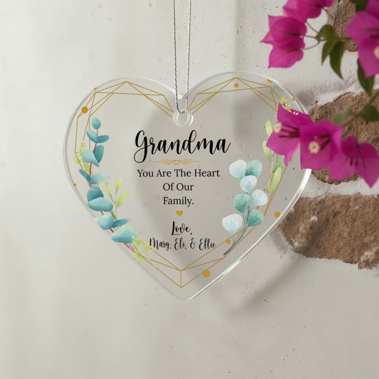 Grandma Ceramic Heart Ornament