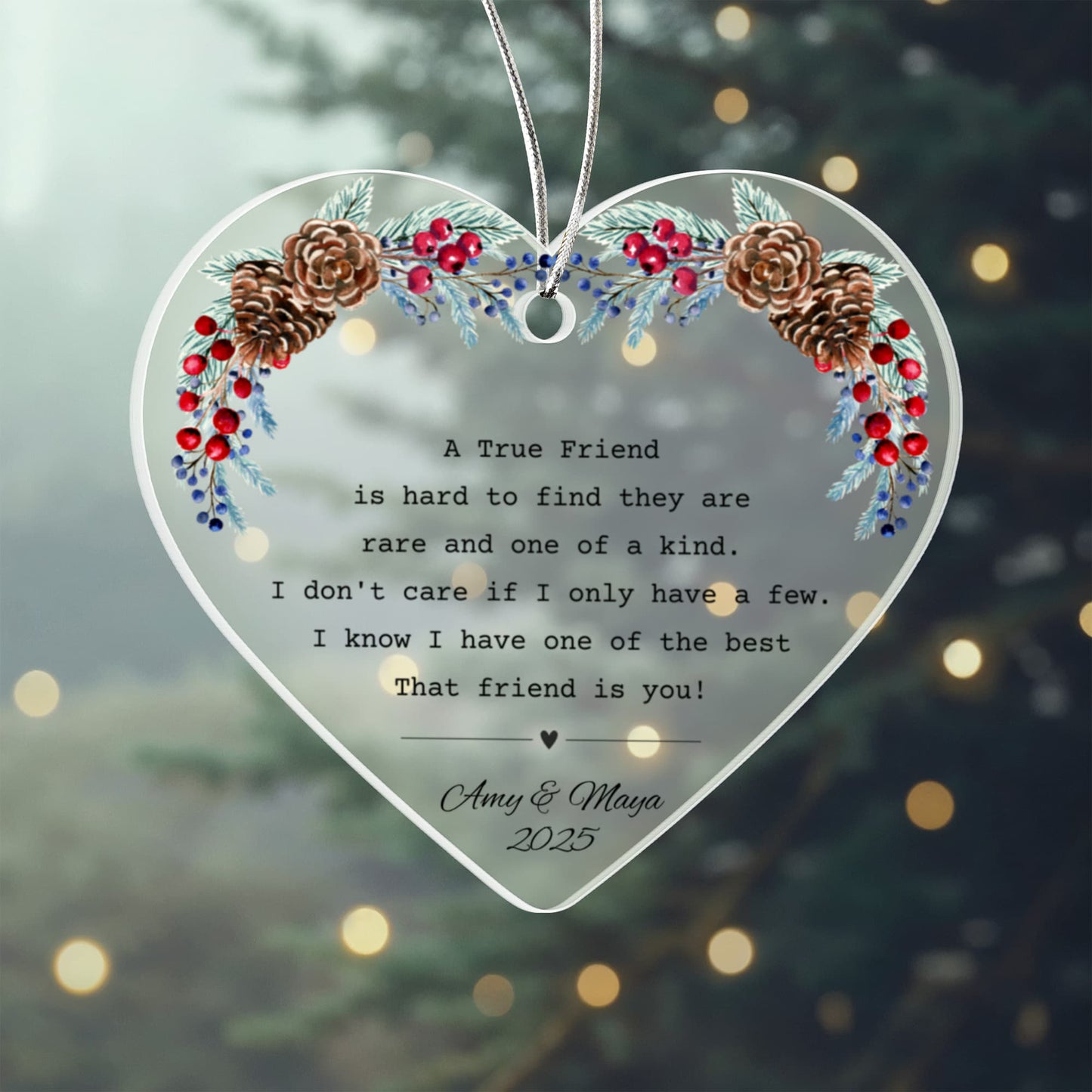 Friend Acrylic Heart Ornament