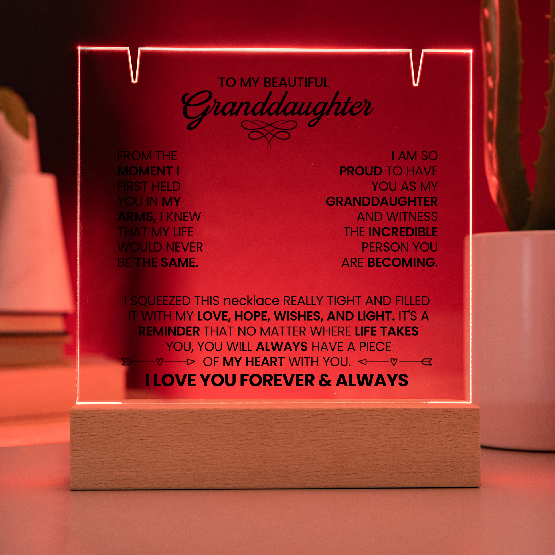 Granddaughter Lighted Jewelry Holder with Necklace Gift Set-[Heartfelt Family Gift]
