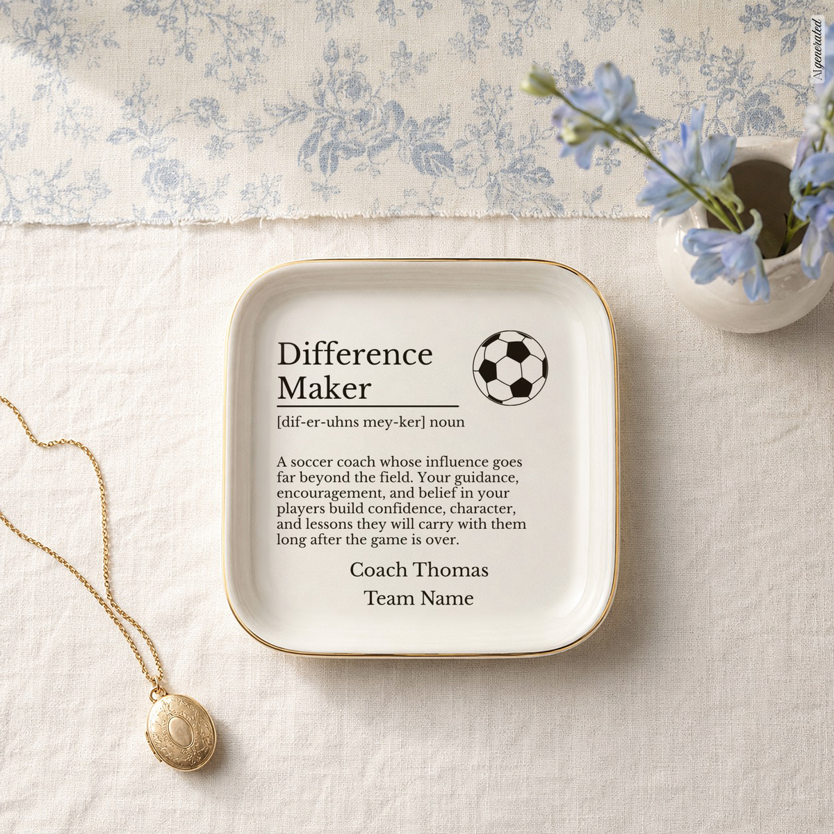 Soccer Coach Jewelry Dish Trinket Tray