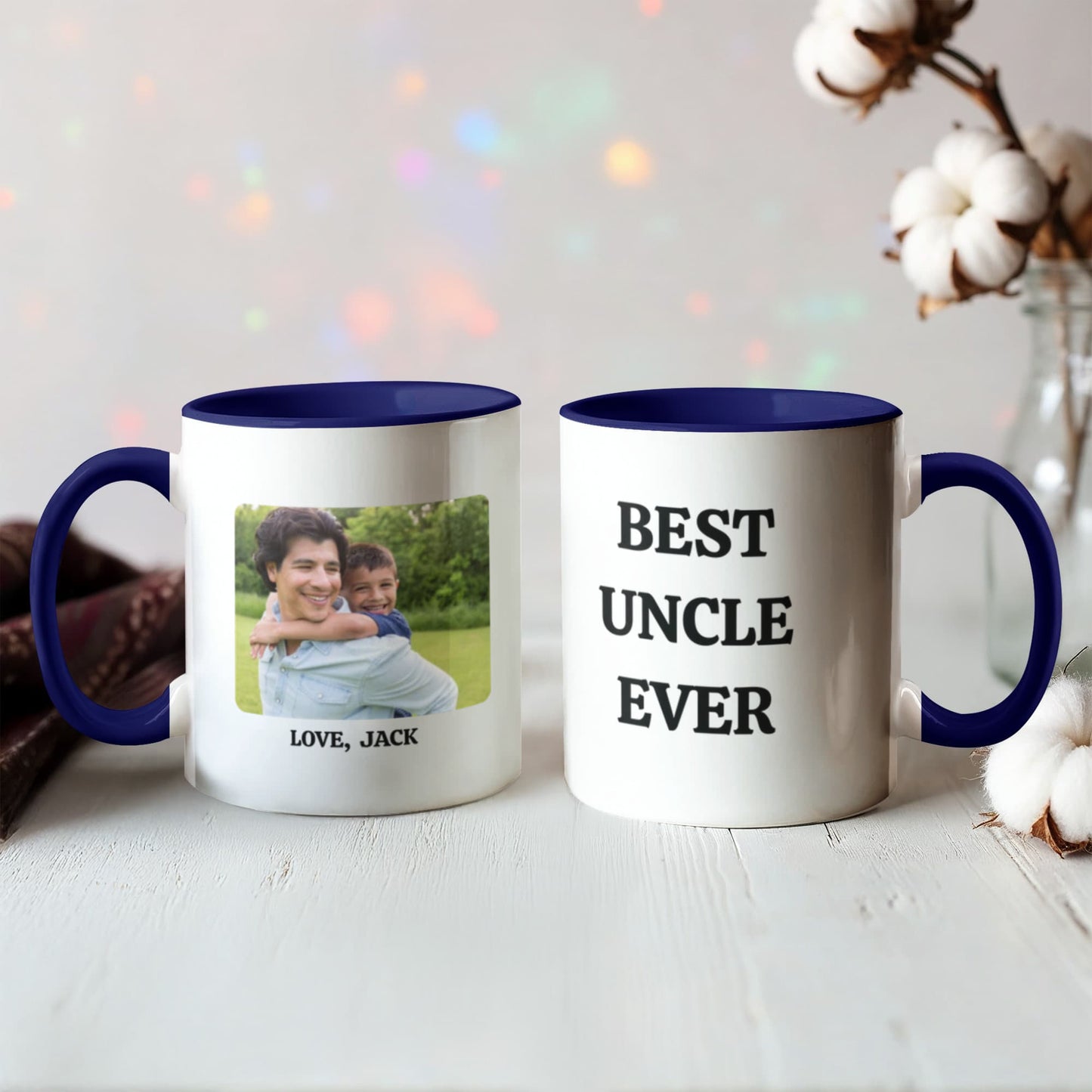 Best Uncle Photo Mug, Custom Coffee Cup, Uncle Gift Idea, Personalized Ceramic Mug, Two Tone Photo Mug, 11oz 15oz, Gift for Him