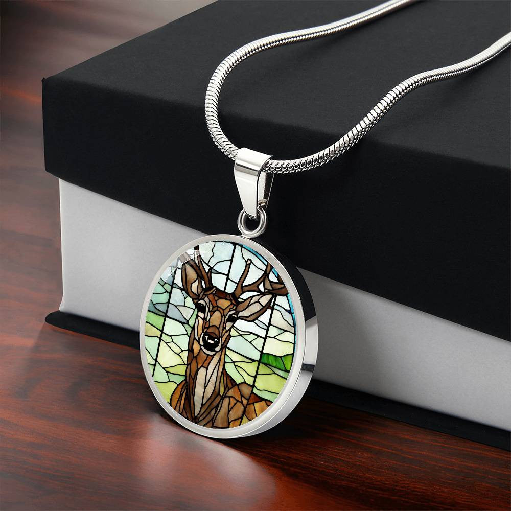 Deer Faux Stained Glass Necklace or Charm Bracelet-[Heartfelt Family Gift]