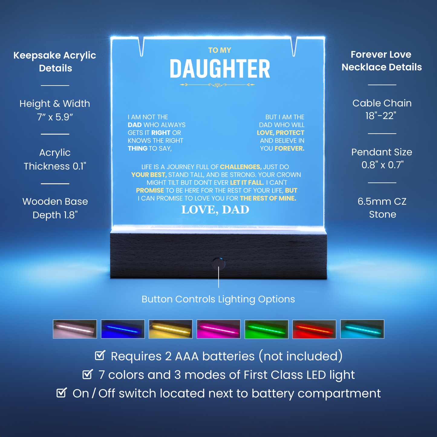 Daughter from Dad Acrylic Jewelry Holder with Necklace-[Heartfelt Family Gift]