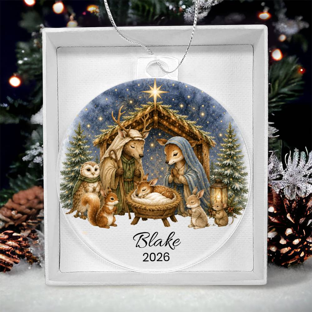 Woodland Animal Nativity Christmas Ornament