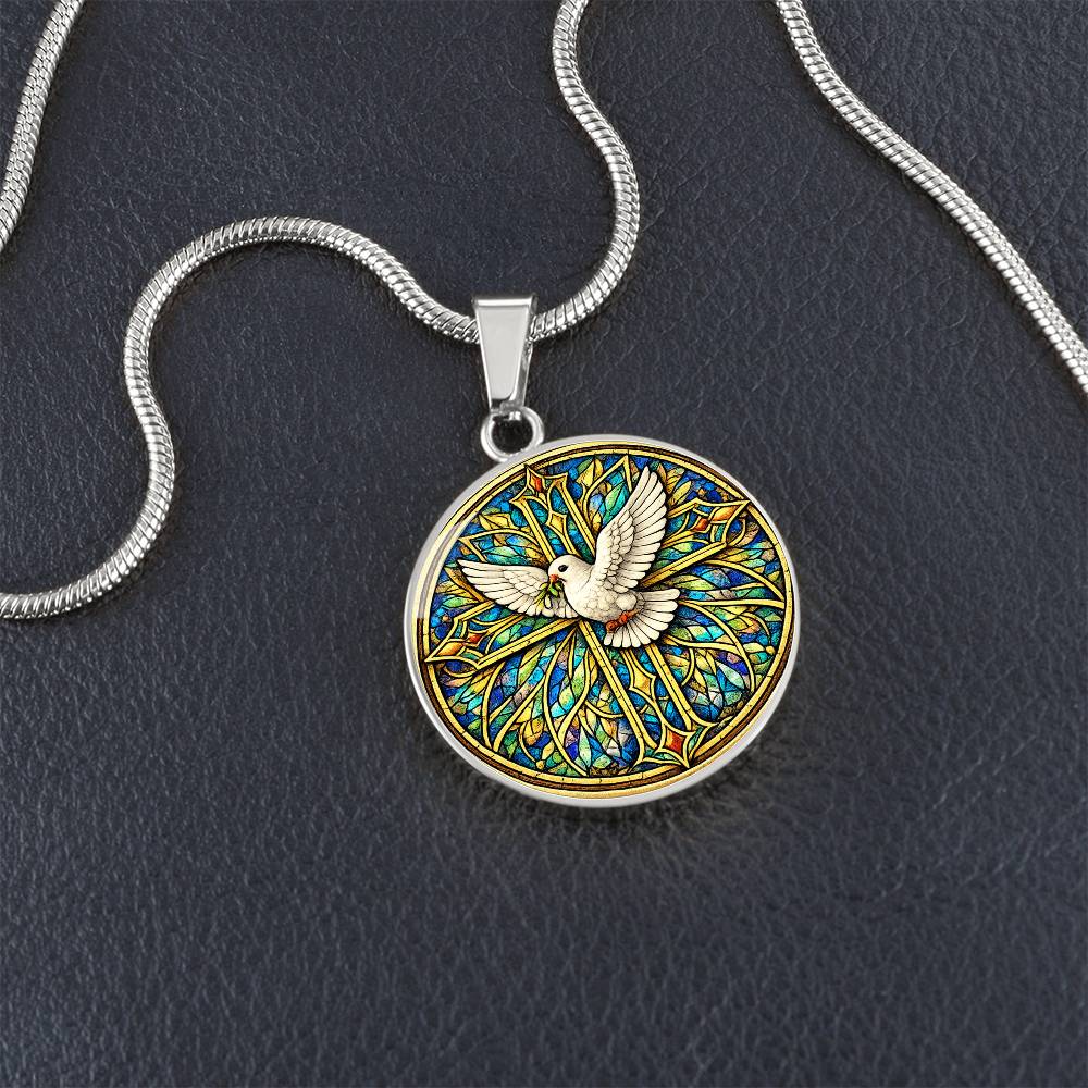 Personalized Dove and Holy Cross Necklace, Women's Religious Jewelry Gift