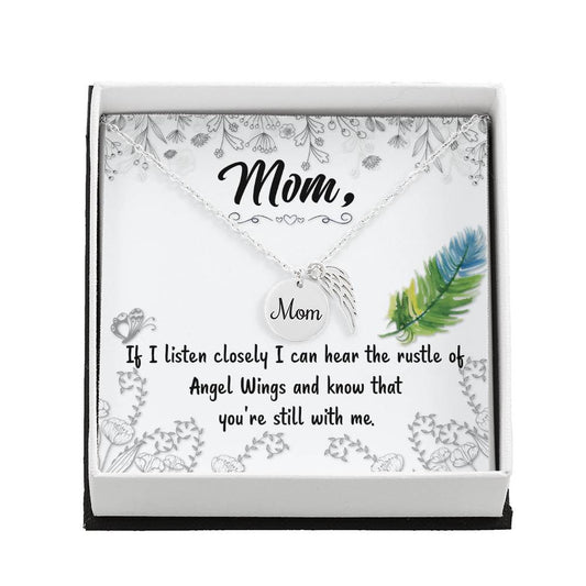 Mom Memorial Necklace Angel Wings-[Heartfelt Family Gift]