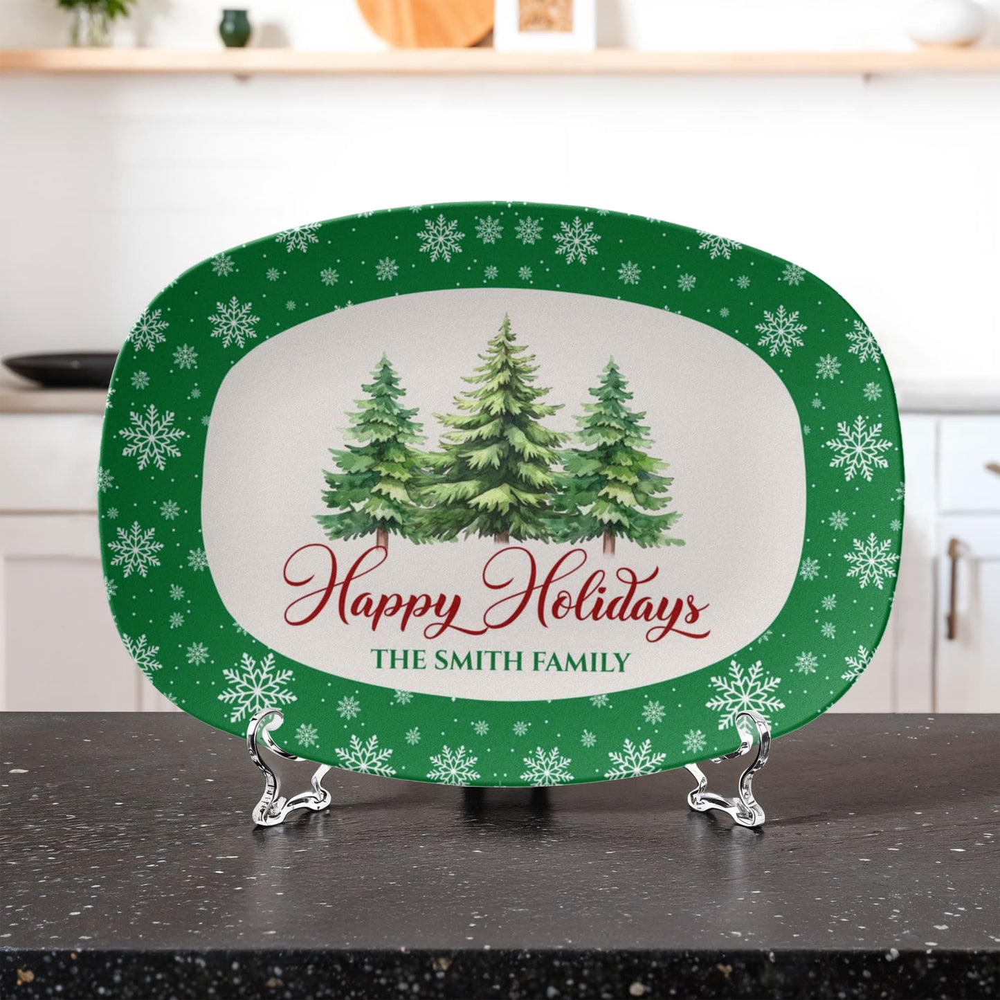 Personalized Family name Holiday Serving Tray 10”x14” Platter