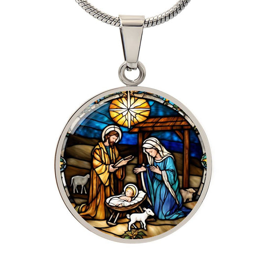 Baby Jesus Mary and Joseph Necklace