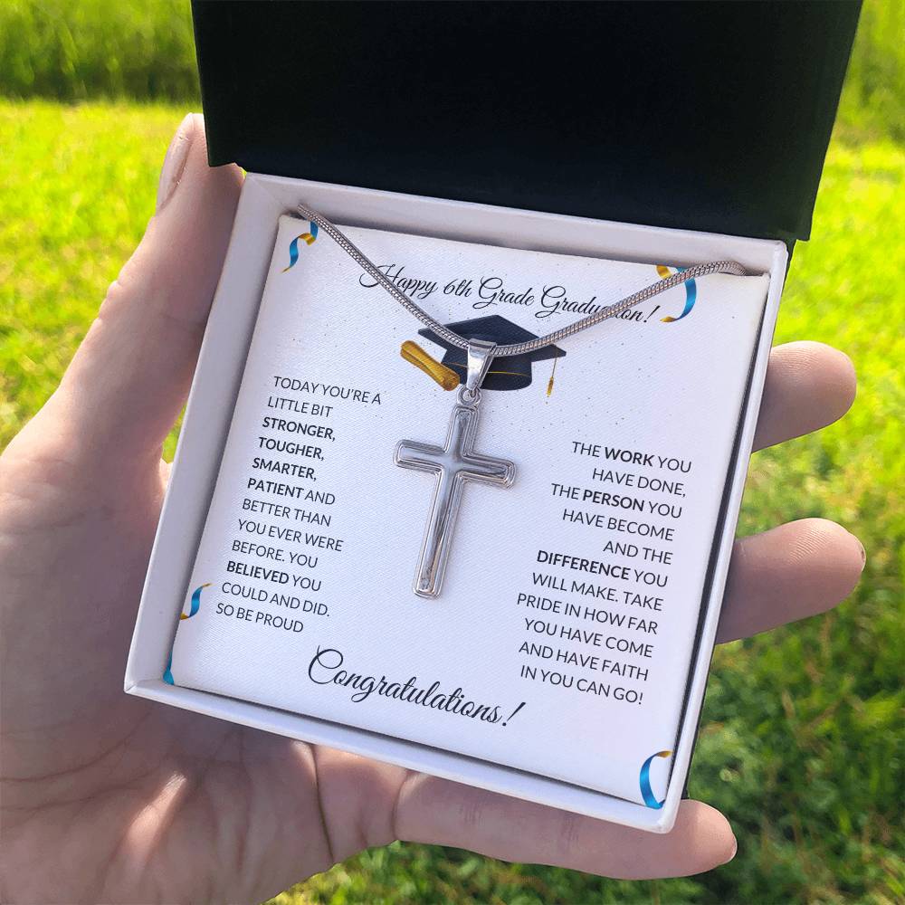 6th Grade Graduation Personalized Cross Necklace