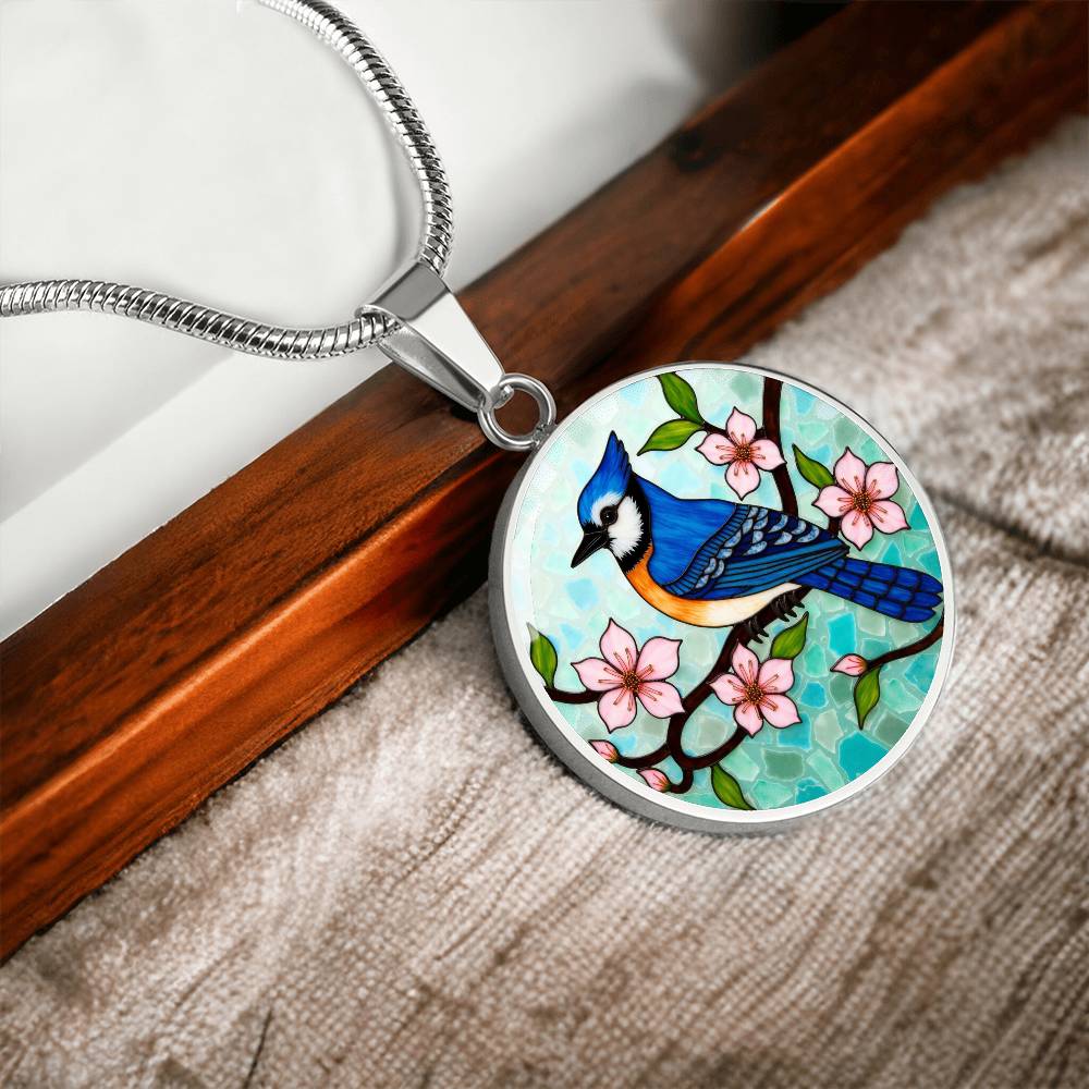 Bluebird Floral Necklace with Engraving