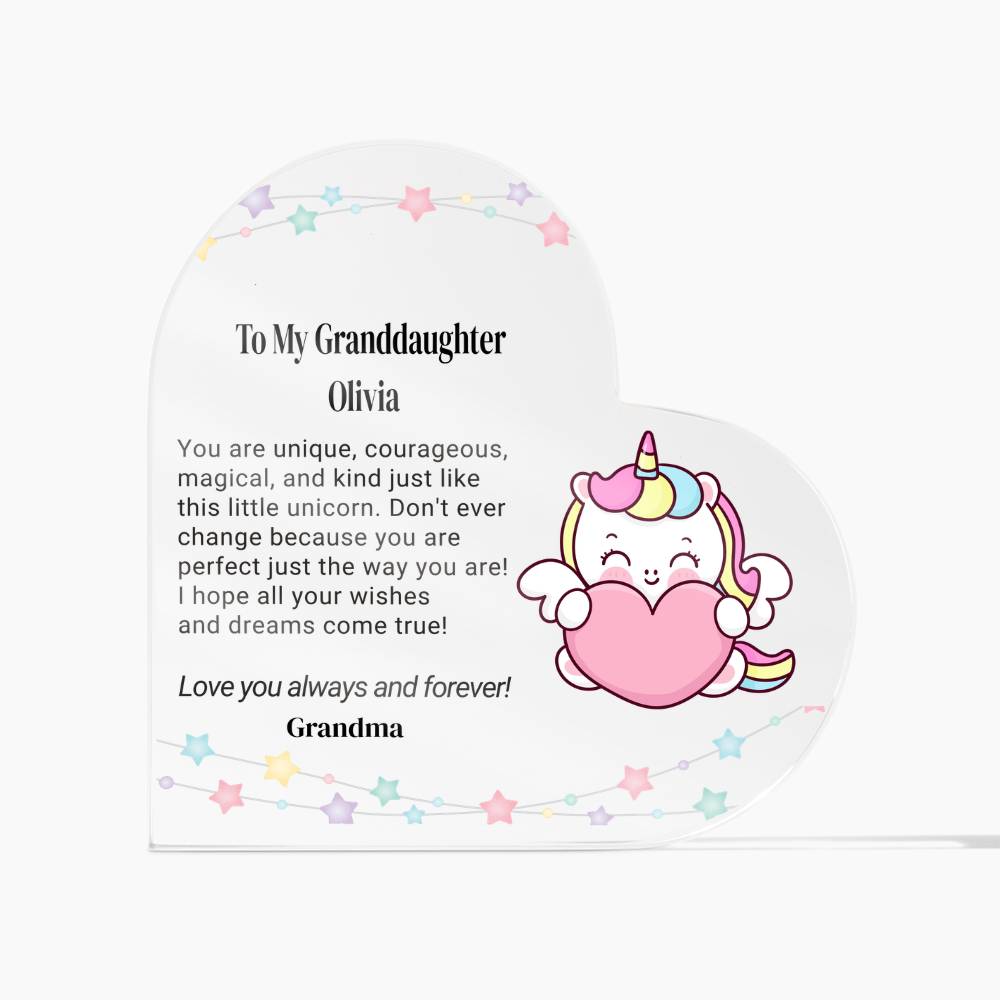Daughter Unicorn Acrylic Heart Plaque