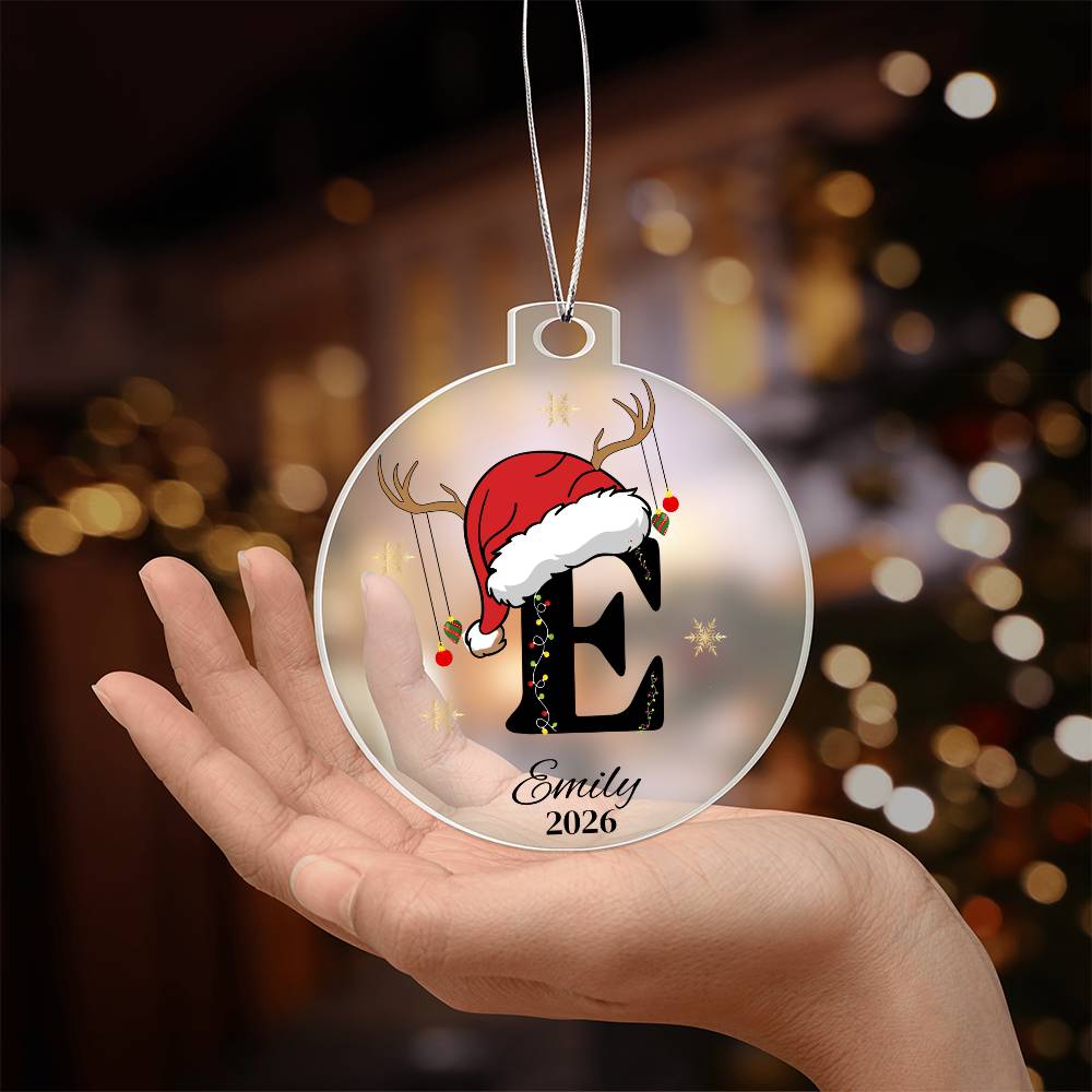 Personalized Letter Name Santa Hat Christmas Ornament