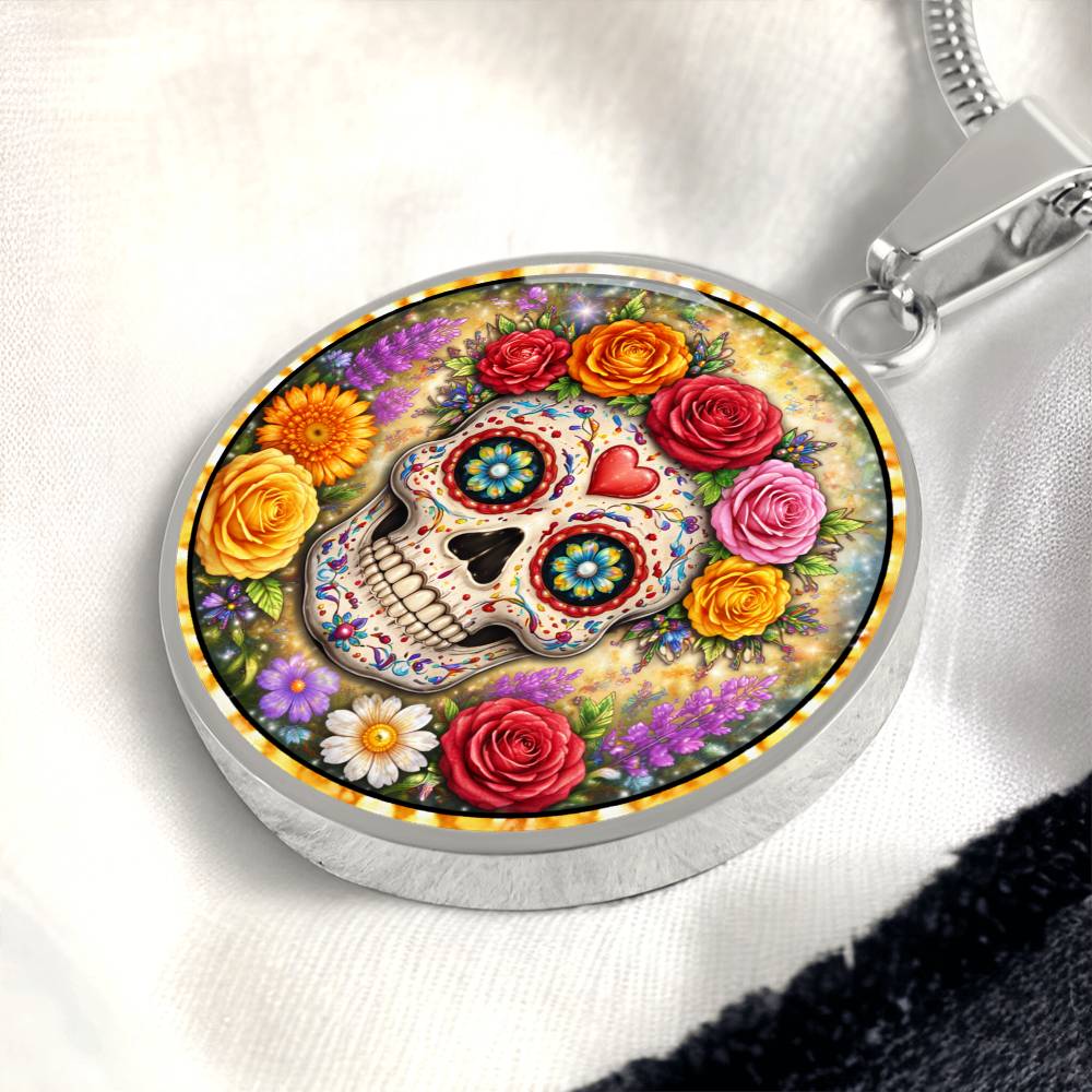 Sugar Skull Personalized Engraved Necklace Bracelet or Keychain