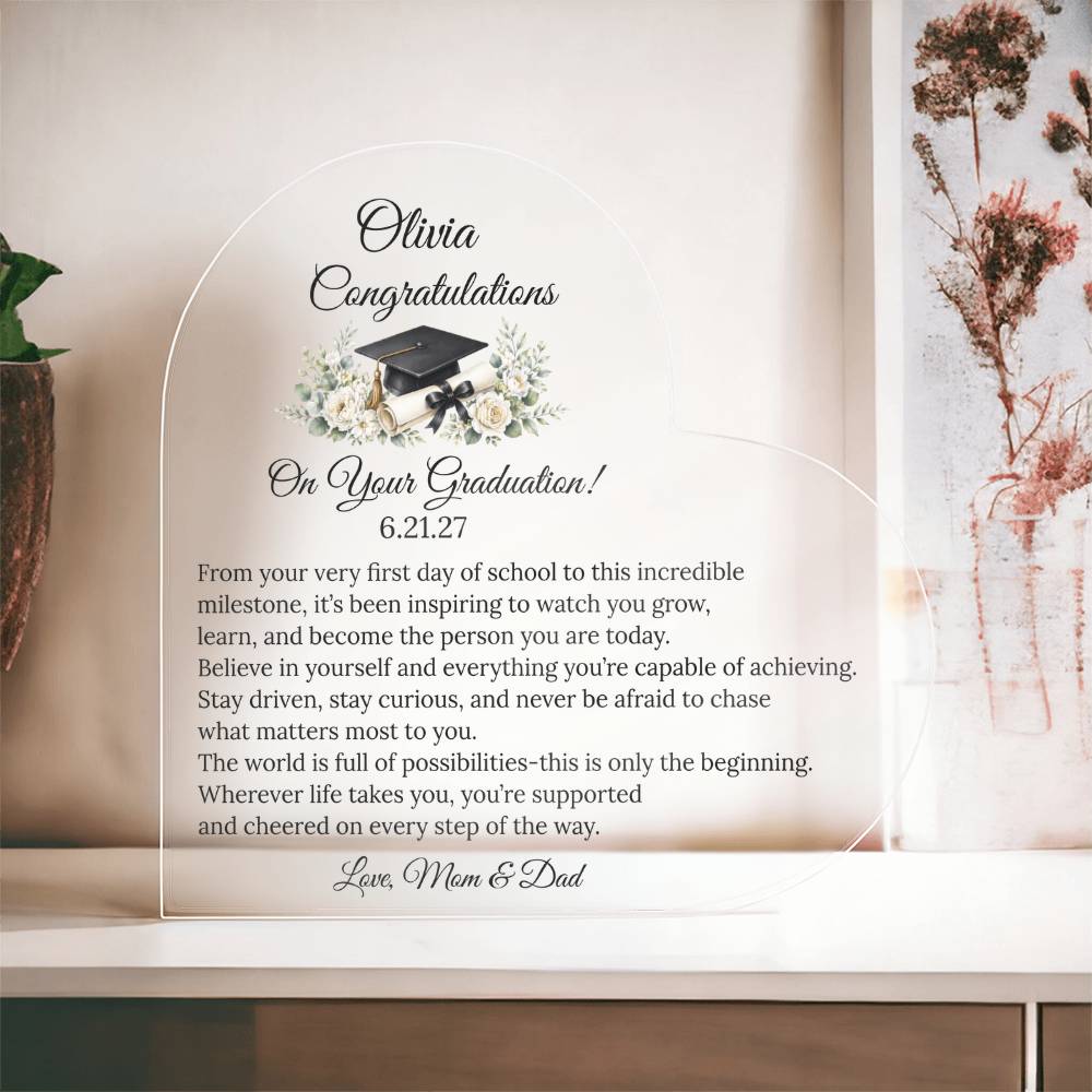 Personalized Graduation Acrylic Heart Gift