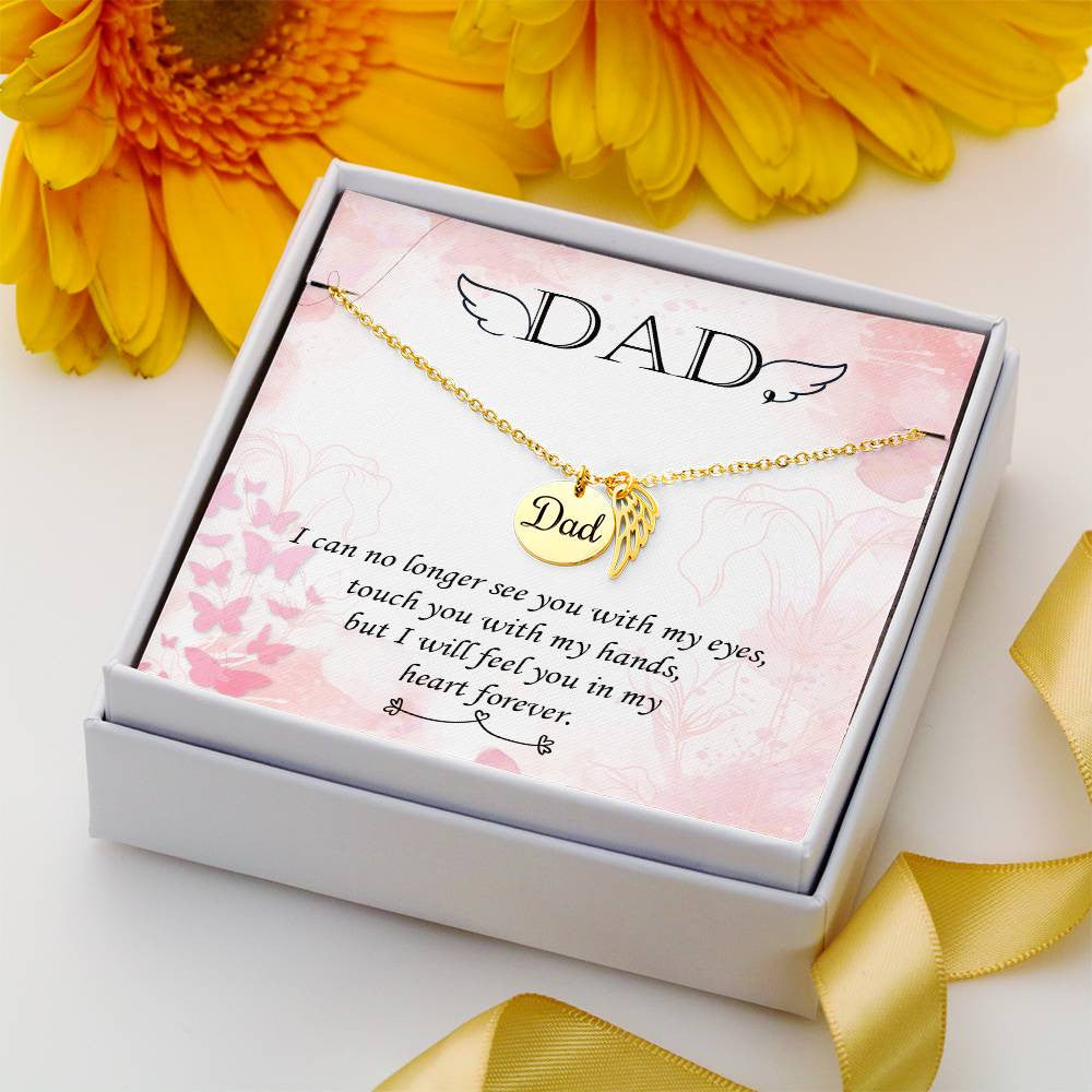 dad Memorial Necklace Angel Wing Charm-[Heartfelt Family Gift]