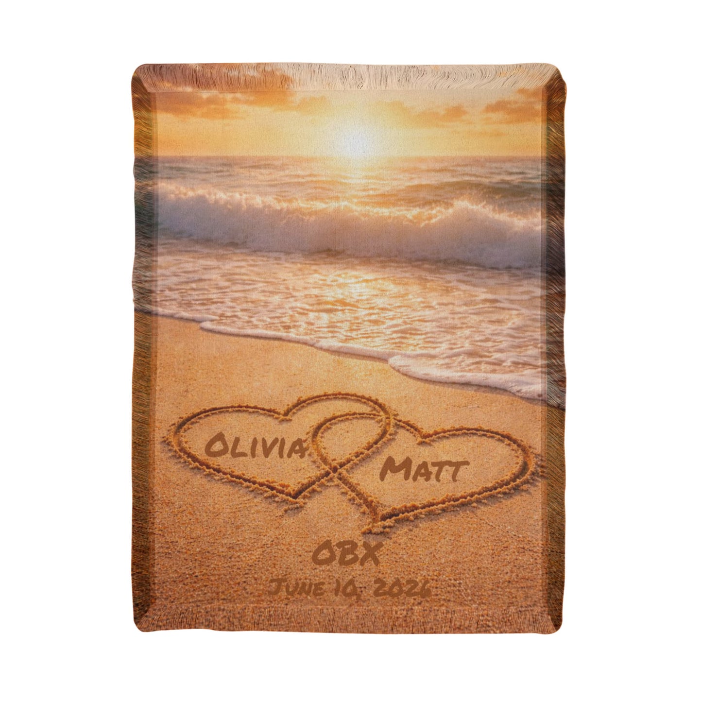 Personalized Names In The Sand Beach Blanket Gift for Couple