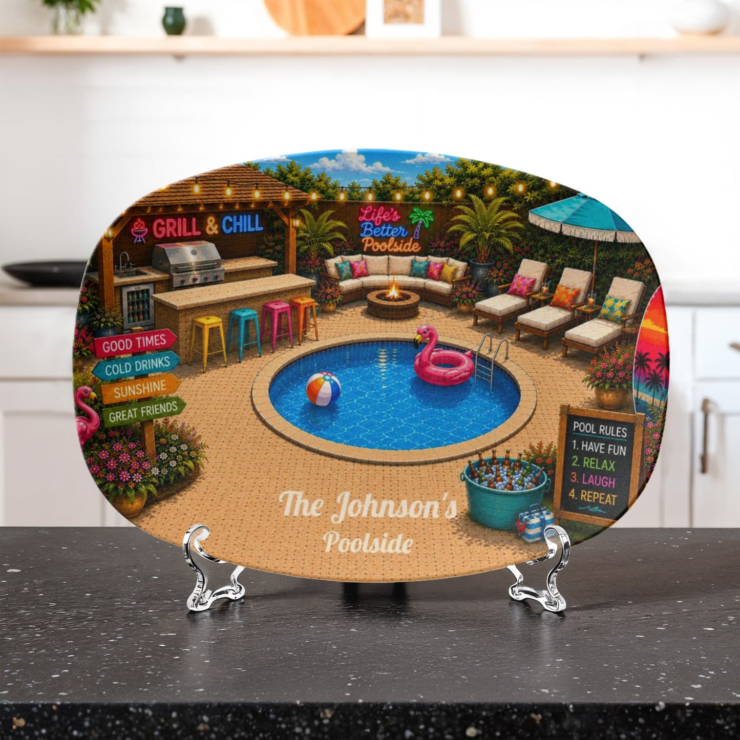 Personalized Backyard Pool & Patio Serving Tray